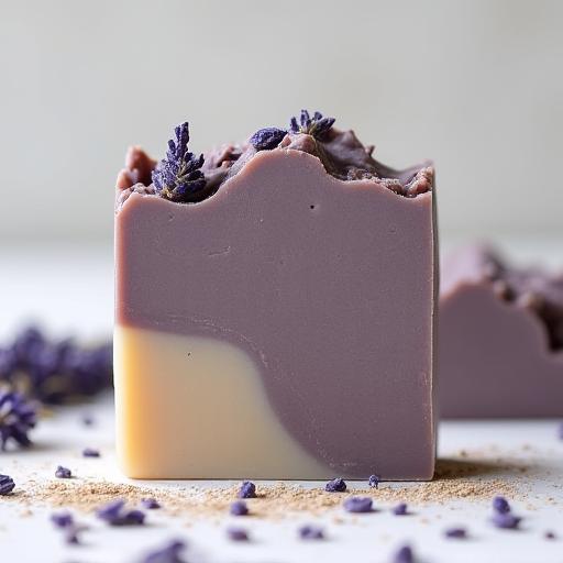 Sabonete artesanal de lavanda e argila.